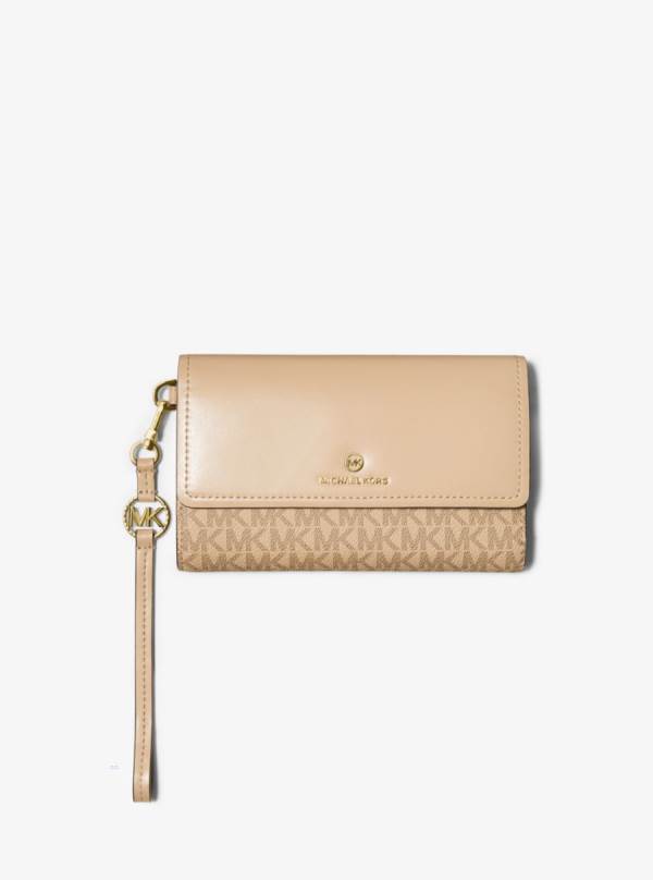 Damske Penazenky Michael Kors Jet Set Charm Logo and Leather Smartphone Hnede - Doplnky Michael Kors Sleva | TKPNR-6234